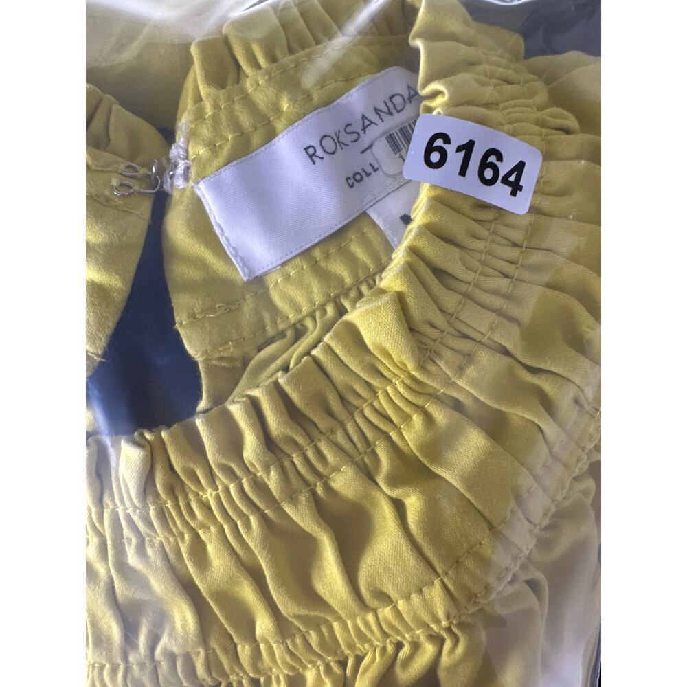 Roksanda Mini Dress Short Sleeve Mock Neck Relaxed Fit Yellow Black Bow Back M - Picture 10 of 10